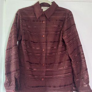 Coldwater Creek Blouse Womens Button Long Sheer VTG S Turkish Fabric Classy